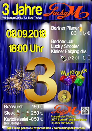 3-Jahre-Treue-Party im Lucky M.