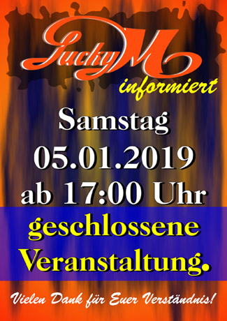 Wegen einer geschlossenen Veranstaltung haben wir leider ab 17:00 Uhr geschlossen.