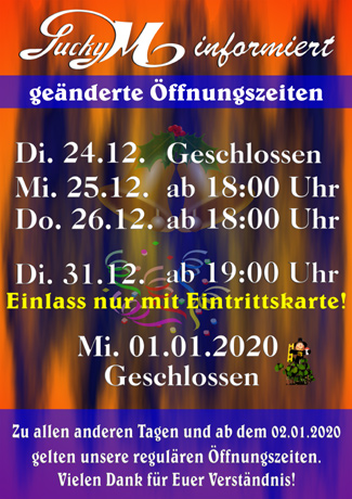 Unsere Öffnungszeiten zum Jahreswechsel